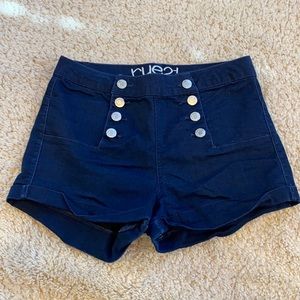 Size 3/4 navy blue Jean shorts with silver buttons